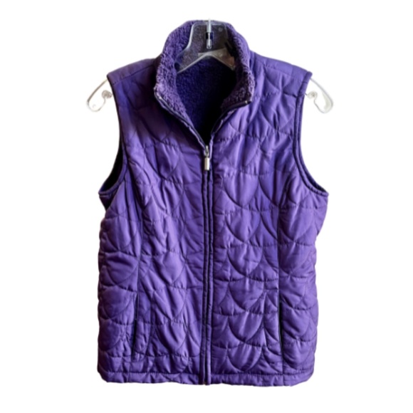 Jane Ashley Purple Quilted Zip Front Vest. Size PM - Picture 1 of 5